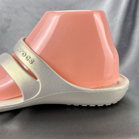 Crocs Kadee II Shimmer Sandals Women's 8 Beige Strappy Slides 211713-160 NEW - Picture 10 of 17